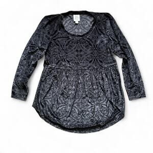 Y2k goth grunge black babydoll velvet sheer 3/4 sleeve Ivy Jane womens size S